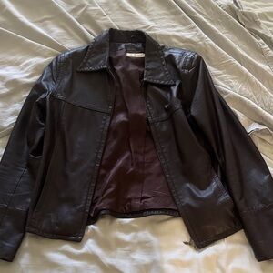Women's Mocha Brown Leather Jacket Sz Small